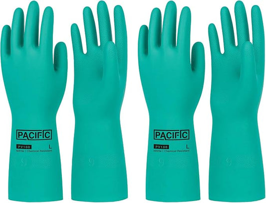 PACIFIC PPE 2 Pairs Nitrile Chemical Resistant Gloves, Resist Strong Acid by PACIFICPPE