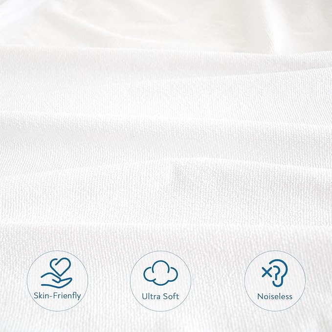 Sleeper Sofa Full Terry Mattress Protector Waterproof for 54''×72'' up to 8'' Depth, Ultra Soft & Breathable Smooth Top Fitted Mattress Cover Skin-Friendly Machine Washable