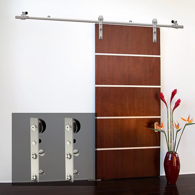 CCJH Stainless Sliding Barn Door Hardware Kit 6ft Heavy Duty - Image 9