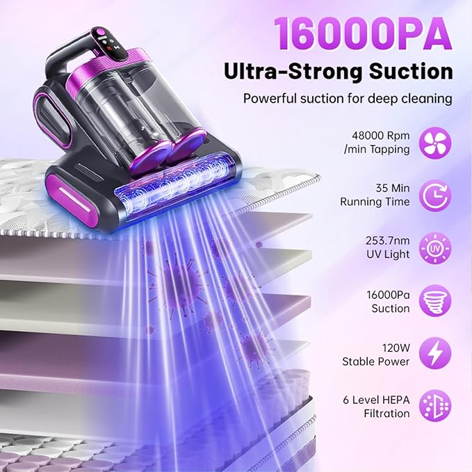 Bed Vacuum Cleaner, 16Kpa Mattress Vacuum Cleaner - Image 2