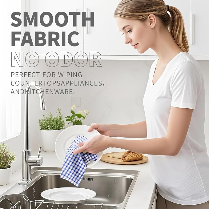 Oeleky Dish Towels for Kitchen, Cotton Kitchen Towels for Drying Dishes Pack of - Image 2