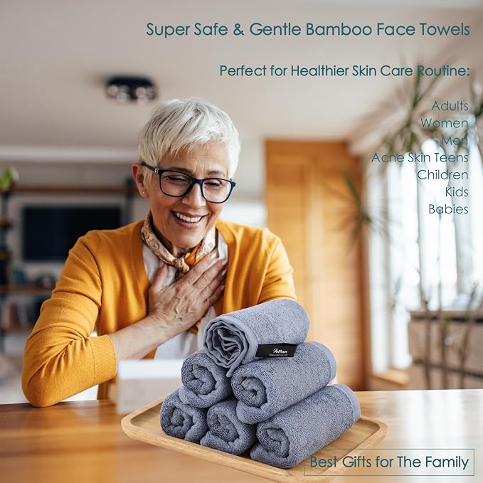 Wash Cloths 12 Pack, 13x13 inch Large Face Towel on Sensitive Skin, Super Soft - Image 5