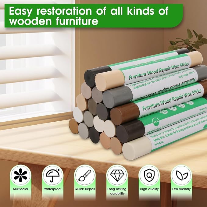 Furniture Markers Touch Up, 20 Colors Wood Filler Sticks, Wood Wax Crayons - Image 4