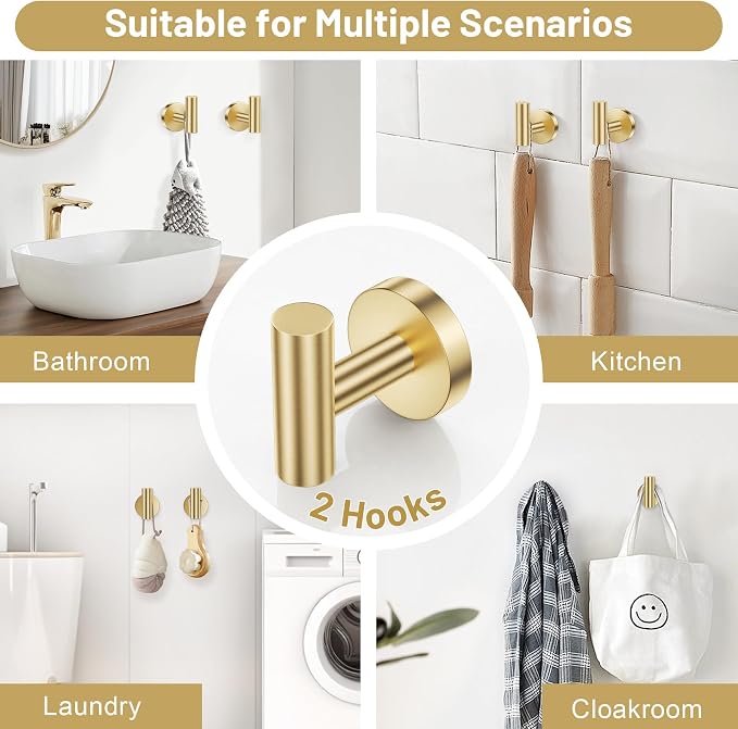 Lairuier Brushed Gold Towel Holder Set Include Double Bases Toilet Paper Holder - Image 4