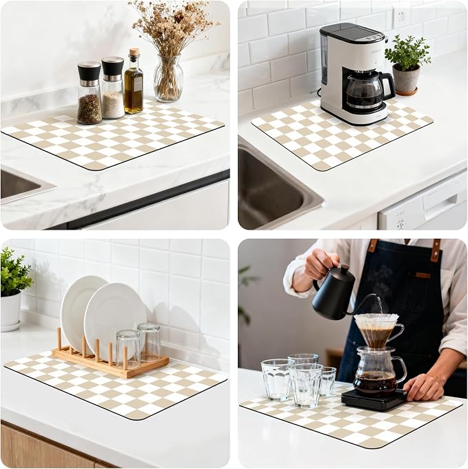 12" x 20" Checkered Dish Drying Mat - Image 8