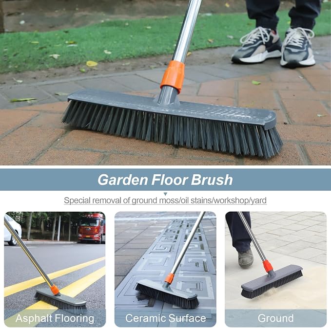 Push Broom, Tub Floor Tile Broom Brush, Lightweight Design - Image 2
