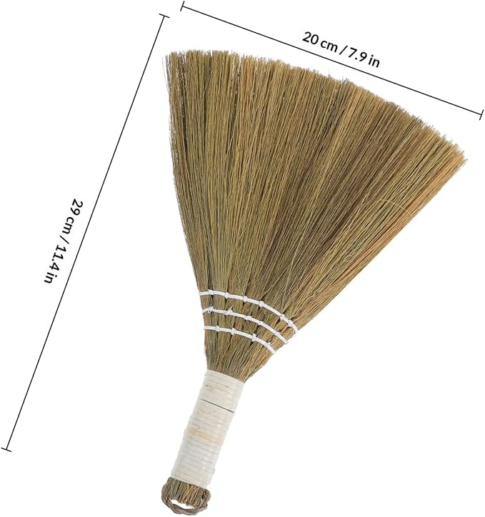 NUOBESTY Small Hand Broom Corn Whisk Broom 20x28cm White Handle Straw Household - Image 2