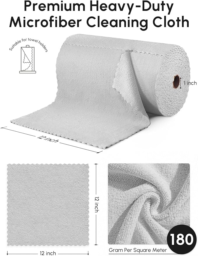 Microfiber Cleaning Cloths Roll, 225 Pack Tear Away Microfiber Towels Roll - Image 3