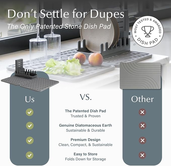 Dorai Home Collapsible Dish Drying Rack and Stone Dish Pad – Large Foldable - Image 6