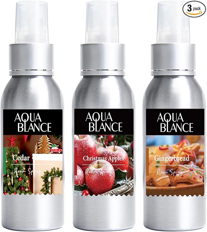 Fragrant Room Spray, Gingerbread, 3 x 3.4 fl oz, Air Fresheners Odor Eliminator by AQUABLANCE