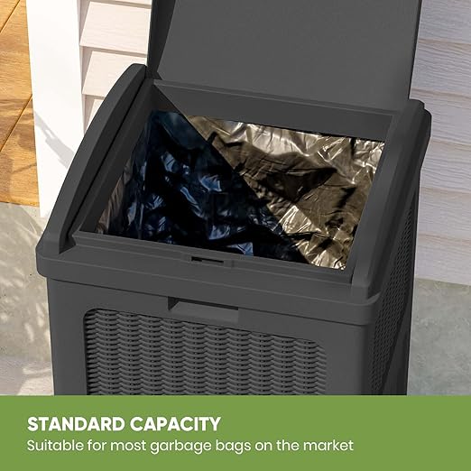 Patiowell 36 Gallon Outdoor Trash Can, Resin Outdoor Garbage Can - Image 4