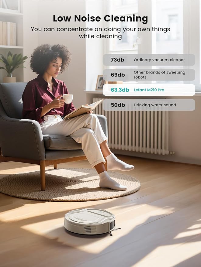 Lefant M210 Pro Robot Vacuum, Strong 2200Pa Suction, 120 Min Runtime, Super - Image 8