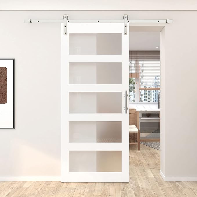 BARNSMITH 36in x 84in 5-Panel Glass Barn Door - Image 5