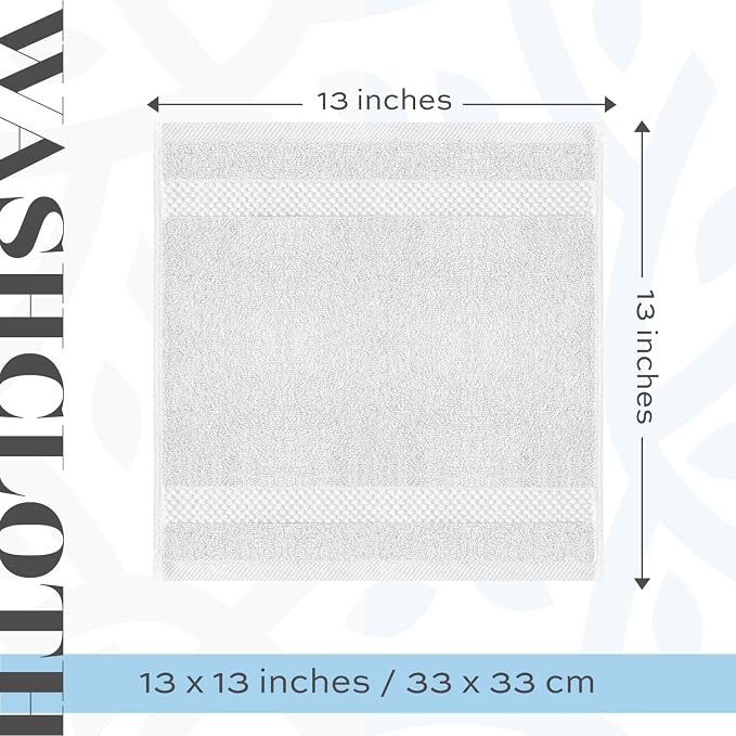 White Classic Luxury Cotton Washcloths 13x13 Inch - Image 4