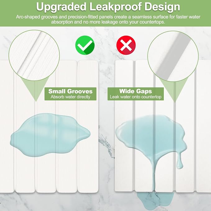 Upgraded Stone Dish Drying Mat Quick Dry Leakproof, 24x16 Large Drying Matt - Image 4