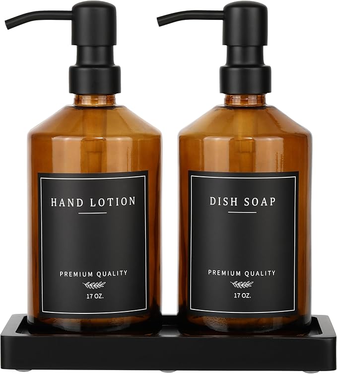 Amber Glass Soap Dispenser, Bathroom Hand Soap Dispensers by Eggs+sound