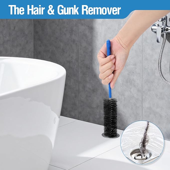 3PCS Drain Brush Set with Refrigerator Coil Cleaning Brush, Bathroom Drains - Image 3
