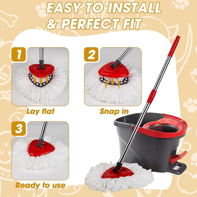 3 Pack Spin Mop Replacement Heads, 100% Microfiber Spin Mop Refills - Image 4