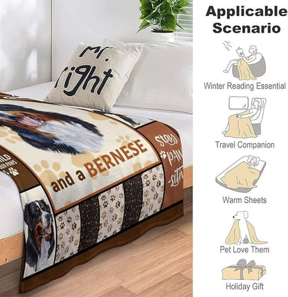 Bernese Mountain Dog Print Blanket Best Dog Pet Animal Throw Blankets for Couch Sofa Stuff Decor Gifts Lightweight Soft Cozy Fleece Plush Warm Flannel Bedding for Lover Man Woman Teen Adults 50"x60"