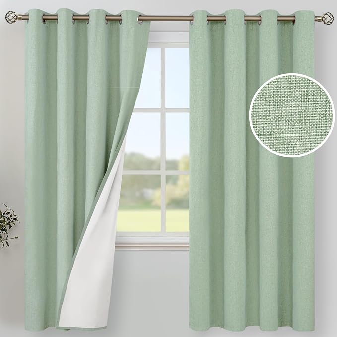 YoungsTex Linen 100% Blackout Curtains 72 Inch Length by YoungsTex