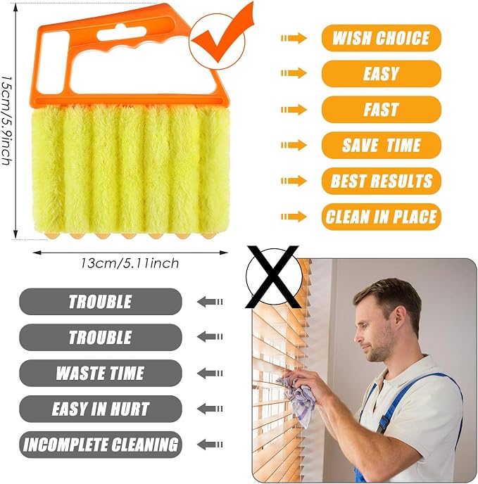 Geiserailie 2 Pcs Window Venetian Blind Cleaner Duster Tool Washable 7 Fingers - Image 6