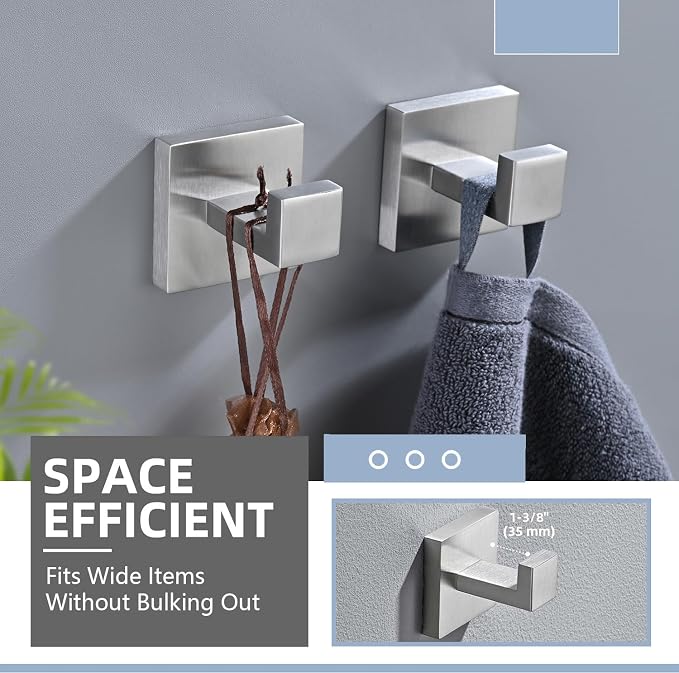 3PCS Bathroom Hardware Set, Brushed Nickel Toilet Paper Holder, 2 Square Towel - Image 8