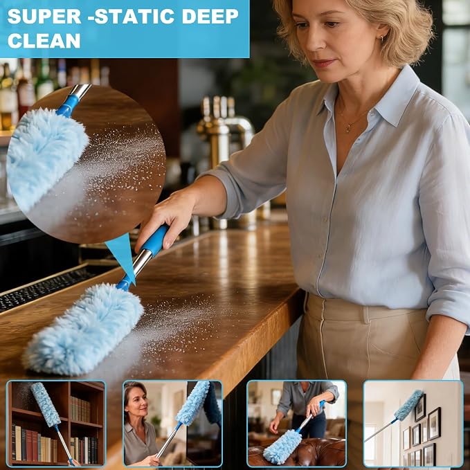 100 Inch Extended Handle Duster Heavy Duty Dusting 360° Duster Refills Kit - Image 4