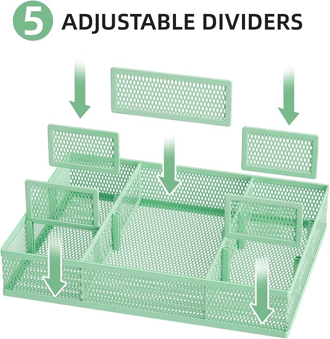 Marbrasse 2 Pack Desk Drawer Organizer, Mesh Drawer Organizer Tray - Image 2