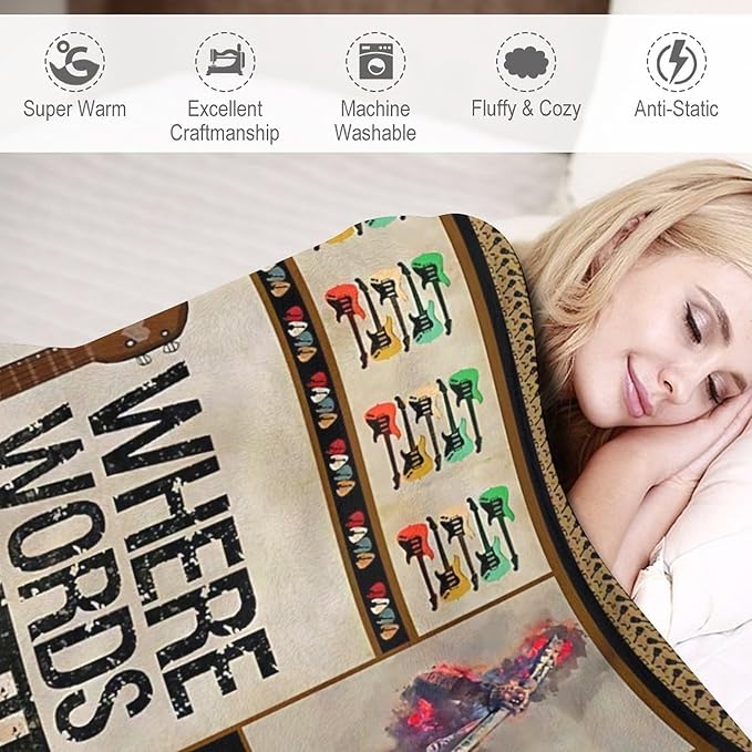 Guitar Blanket Guitar Gifts for Boys Men Music Throw Blanket for Kids Adults Soft Warm Cozy Fleece Blanket for Couch Sofa Bed 50"x60"