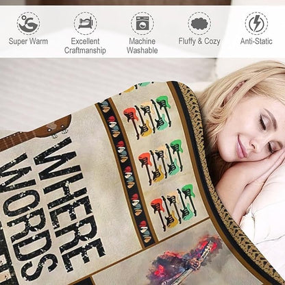Guitar Blanket Guitar Gifts for Boys Men Music Throw Blanket for Kids Adults Soft Warm Cozy Fleece Blanket for Couch Sofa Bed 50"x60"