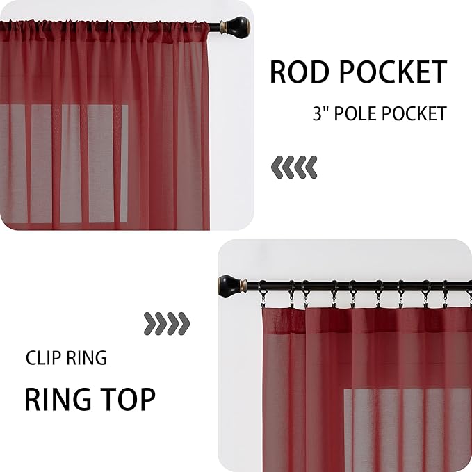 Tollpiz Small Sheer Door Curtain Closet Linen Textured Curtain Sheers Doorway - Image 5