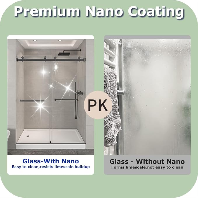 49"- 54" W x 76" H Frameless Shower Door, Double Sliding Shower Door, 5/16" - Image 5