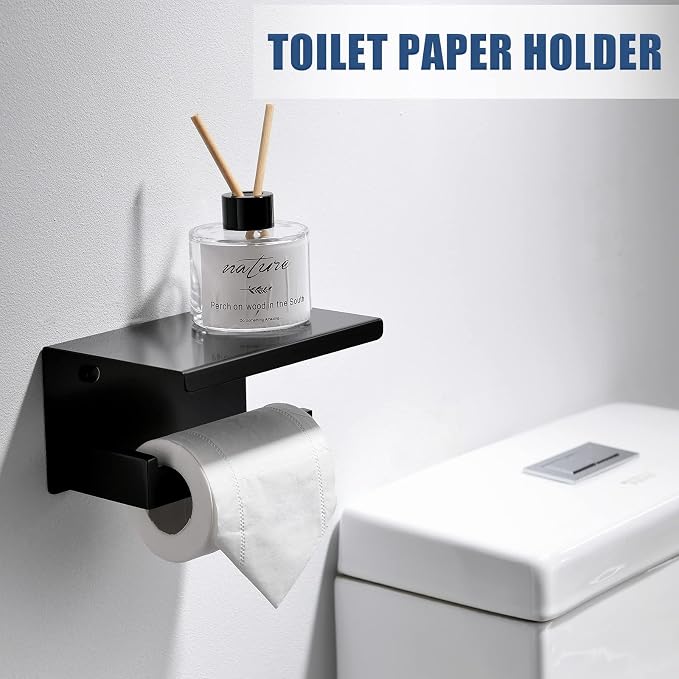 Bathroom Towel Bar Holder Sets Matte Black 4-Piece Bathroom Hardware Set - Image 2