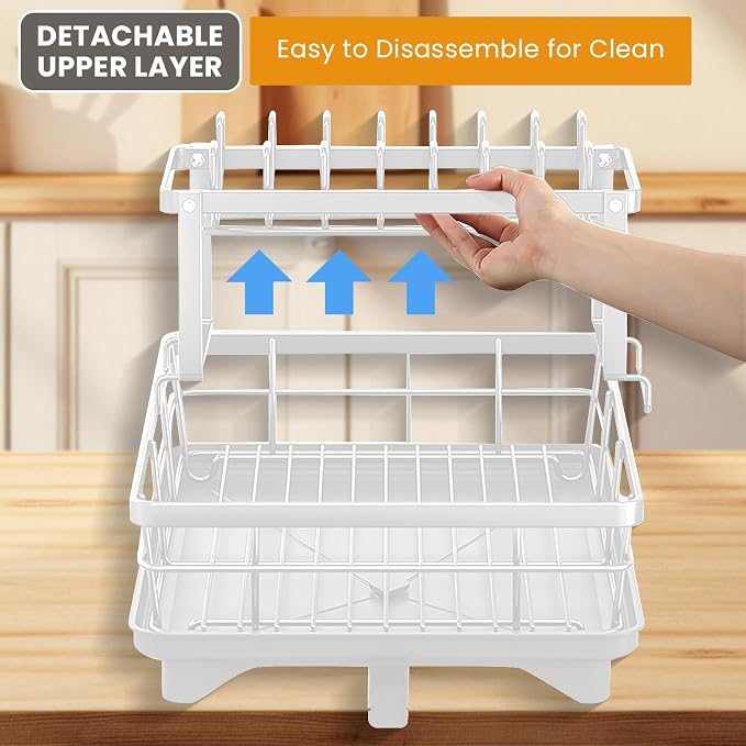 Dish Drying Rack, 2-Tier Rustproof Steel Kitchen Organizer - Image 5