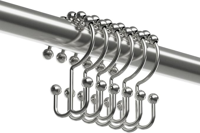 Maytex Shower Curtain Hooks, Shower Curtain Rings, Rust-Resistant Decorative - Image 4