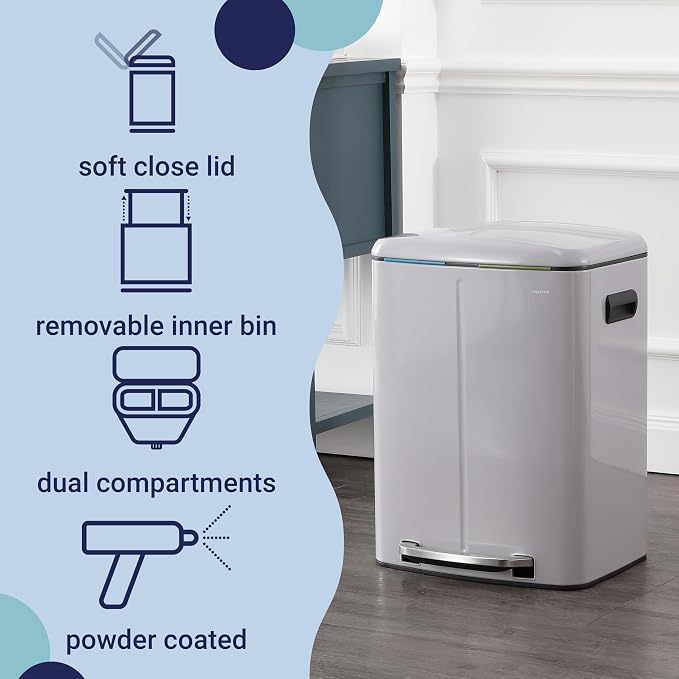 happimess HPM1005I Marco Rectangular 10.6-Gallon Double Bucket Trash Can - Image 3