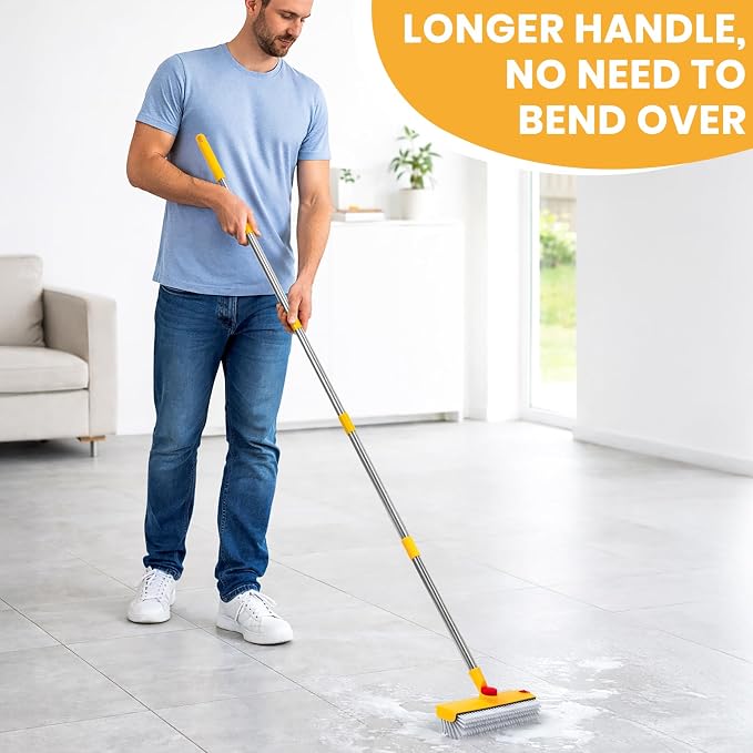 64in Floor Scrub Brush with Long Handle, 3 in 1 Hard Bristle Cleaning Brush - Image 7