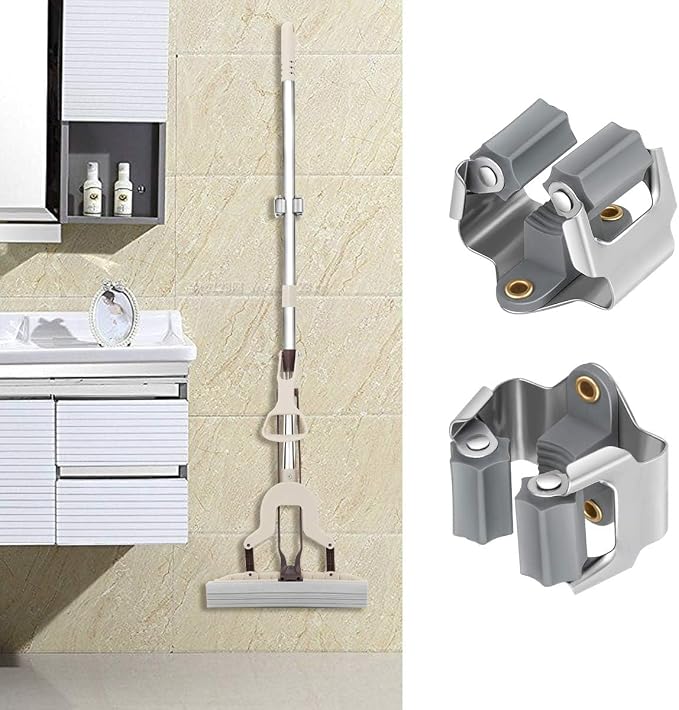3-H Mop and Broom Holder Big Size Hanging 1 KG Extra, 10 Pack Broom Hanger Wall - Image 5