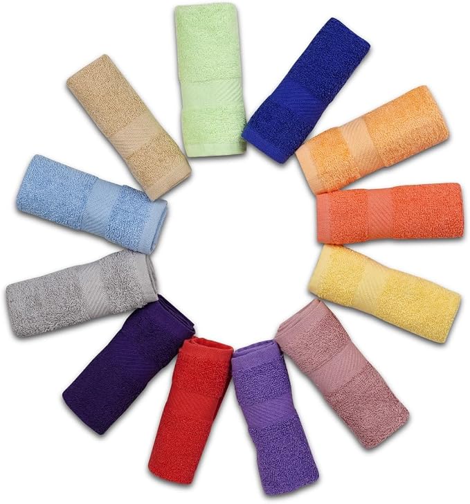 ZUPERIA 100% Cotton Bath Wash Cloths 24 Pack - Image 7