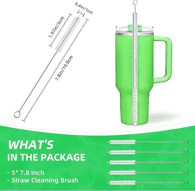 Cleaning Brushes for Reusable Drinking Straws, Long Wire Handle, Bottle and - Image 2