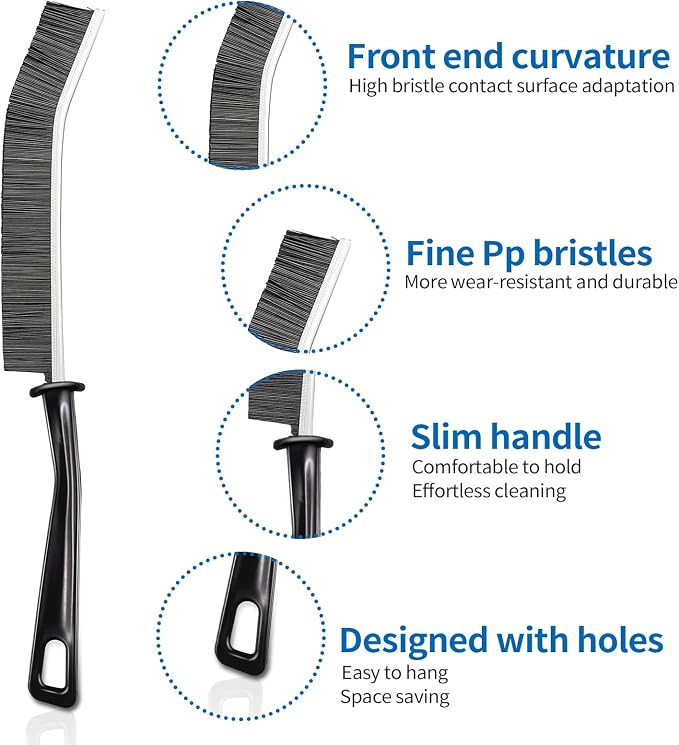 8Pcs Hard Bristle Crevice Cleaning Brush Set, Heavy Duty Grout Brush Kit - Image 3
