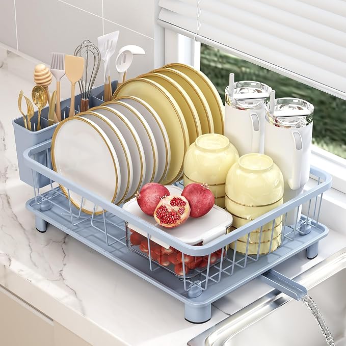 Blue Dish Drying Rack, Dish Rack, Space-Saving Dish Racks by Hiviweer