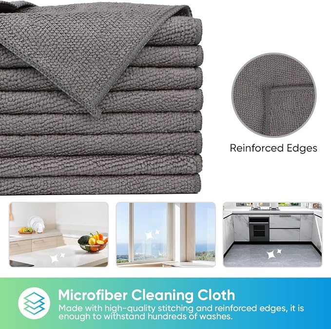 HOMEXCEL Grey Microfiber Cleaning Cloth, 24 Pack Cleaning Towels - Image 2