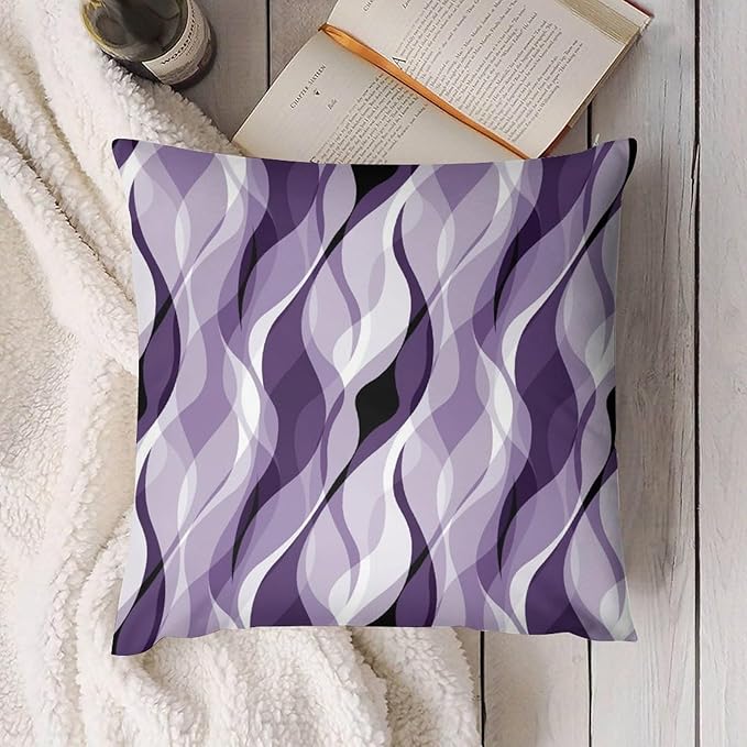 Purple Throw Pillow Covers Modern Abstract Purple and Grey Striped Decorations for Bedroom Living Room Farmhouse Sofa Pillows Bed Couch 20x20 Inch