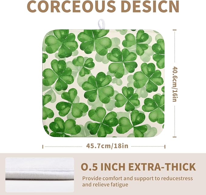 Green Clover Shamrock Dish Drying Mats - Image 2
