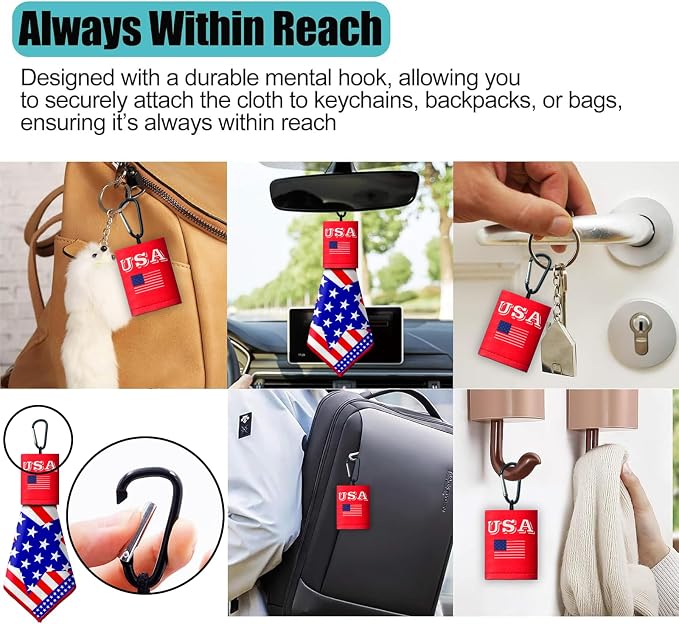 2 Sided Portable Glasses Cleaner, Patriotic Glasses Cloth Keychain, Reusable - Image 7