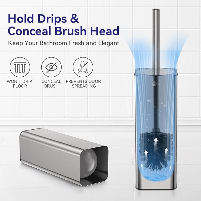 DOWRY Stainless Steel Toilet Bowl Brush and Holder - Image 5