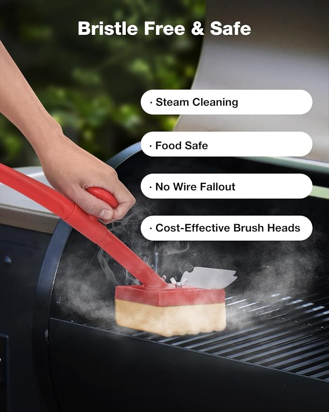 Grill Brush Bristle Free, 4 Replaceable BBQ Cleaning Head, Safe Replacement - Image 3