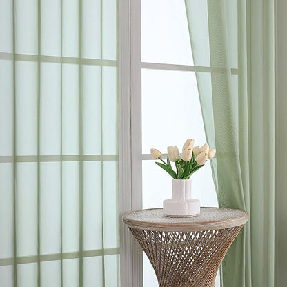 OVZME Sage Green Bedroom Curtains 2 Panel Sets 90 Inch Length, 59 Inch Extra Wide Light Filtering Light Weight Soft Window Treatment Panels for Study Room Living Room Guest Room, 59Wx90L Inches