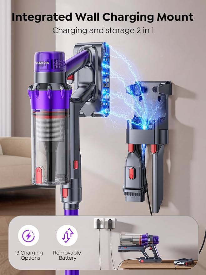 SMOTURE Cordless Vacuum Cleaner, 650W 55KPA 70Mins Vacuum Cleaners - Image 6